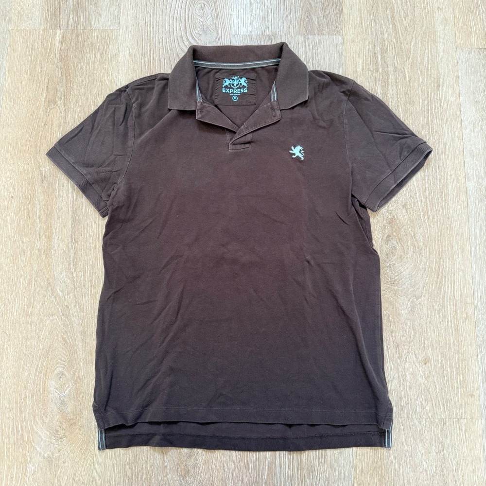 Express Short Sleeve‎ Polo Brown Collared Shirt Men's Medium